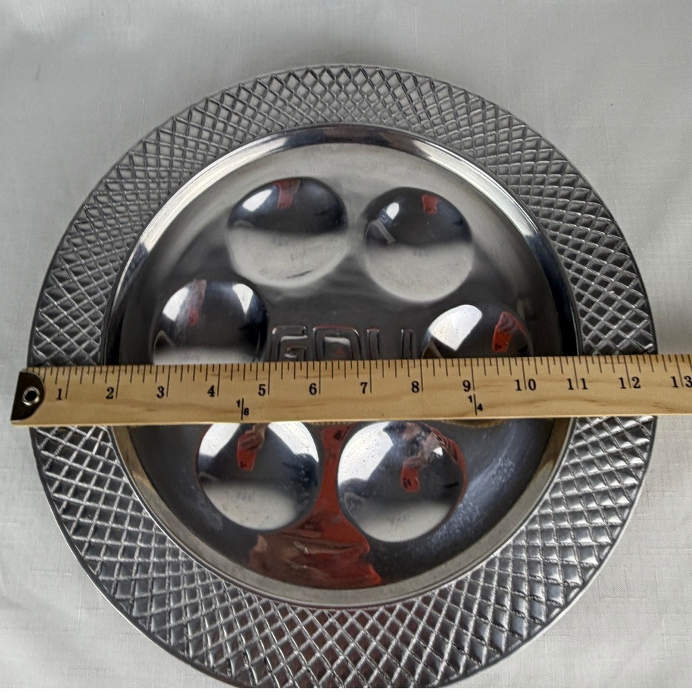 Passover Seder Plate & Matzah Tray Set Silver Tone Hebrew Judaica Pesach 2 Pc - Picture 10 of 12